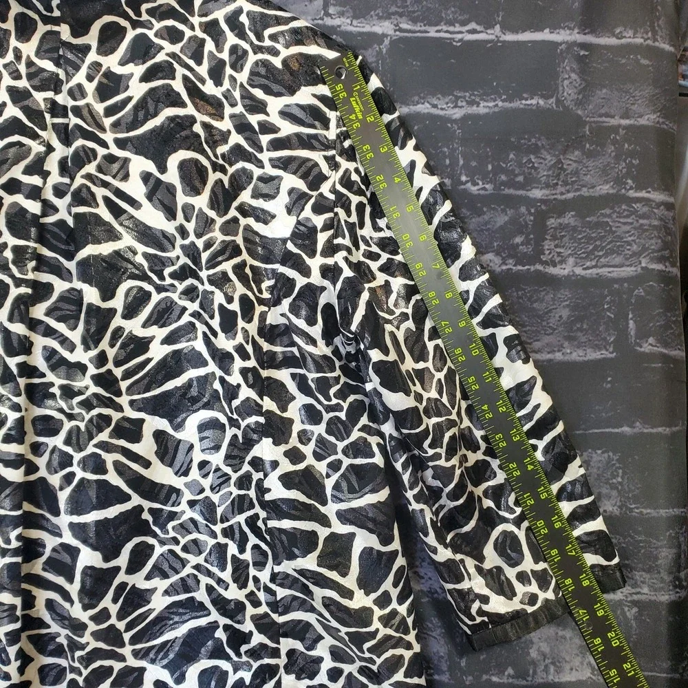 Chicos 2 Seema Jacket Womens Large Black White Stony‎ Path 3/4 Sleeve